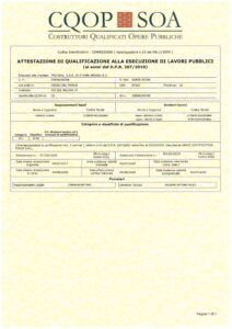 Attestazione di qualificazione alla esecuzione di lavori pubblici