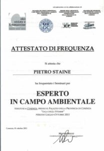 Attestato di frequenza: Esperto in campo ambientale